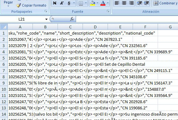 Exportar Magento CSV